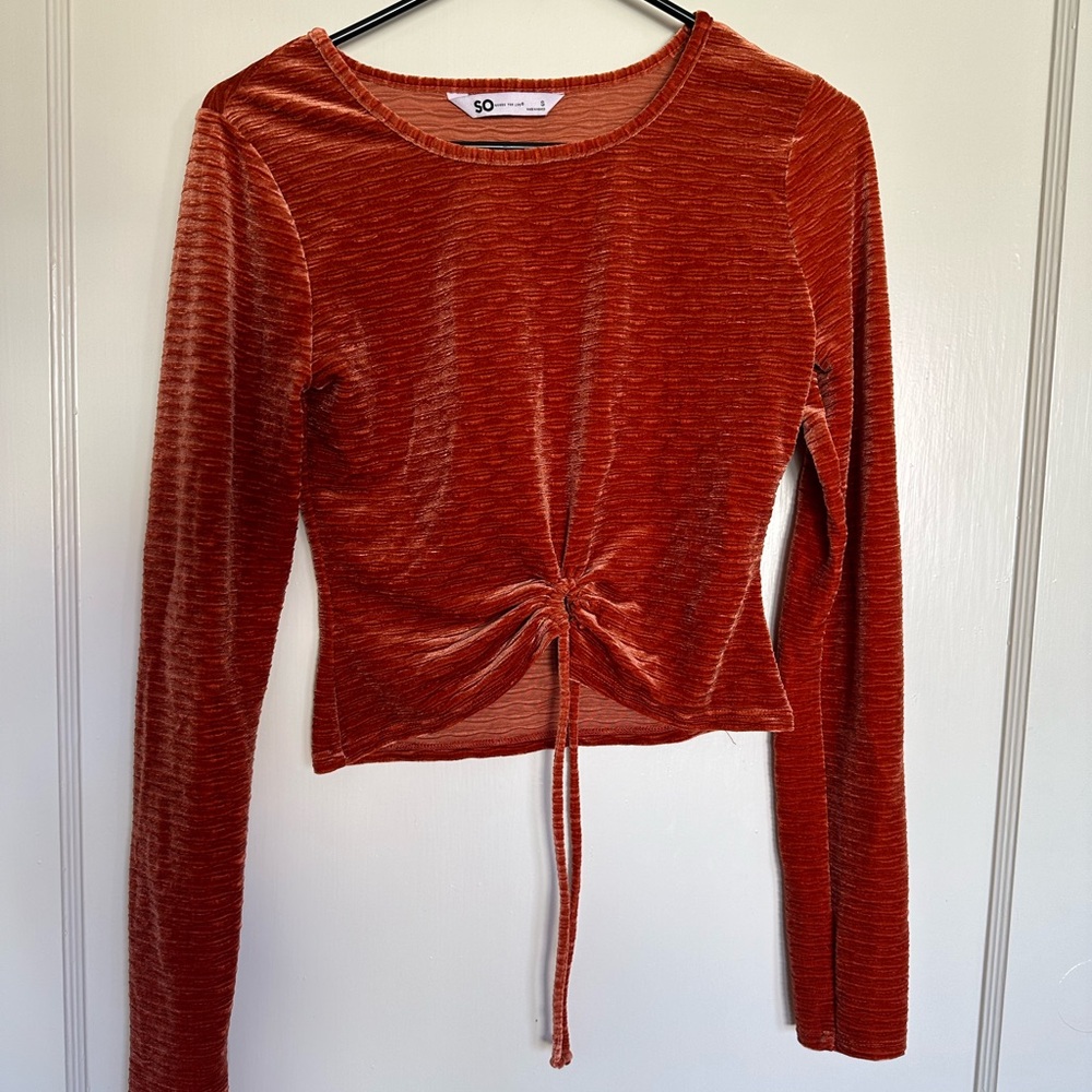 Retro long sleeve velvet top